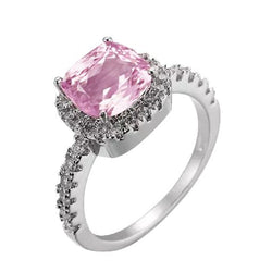 12,90 karaat roze kunziet en diamanten jubileumring goud wit