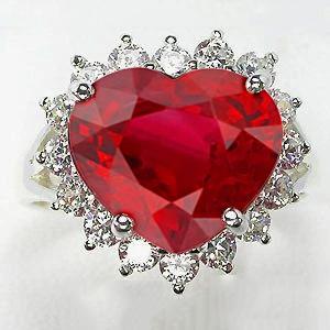 12.75 ct hartvormige rode robijn diamanten ring wit goud 14K nieuw - harrychadent.nl