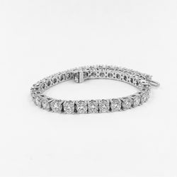 12 Karaat Rond Geslepen Natuurlijke uit de aarde gewonnen Diamanten Tennisarmband Witgoud