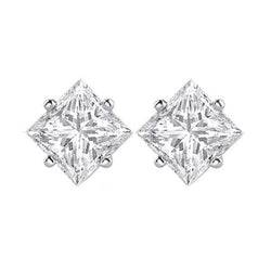 1,3 ct Princess Cut Solitaire Diamond Stud Earring 14K witgoud