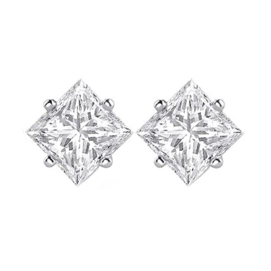 1,3 ct Princess Cut Solitaire Diamond Stud Earring 14K witgoud - harrychadent.nl