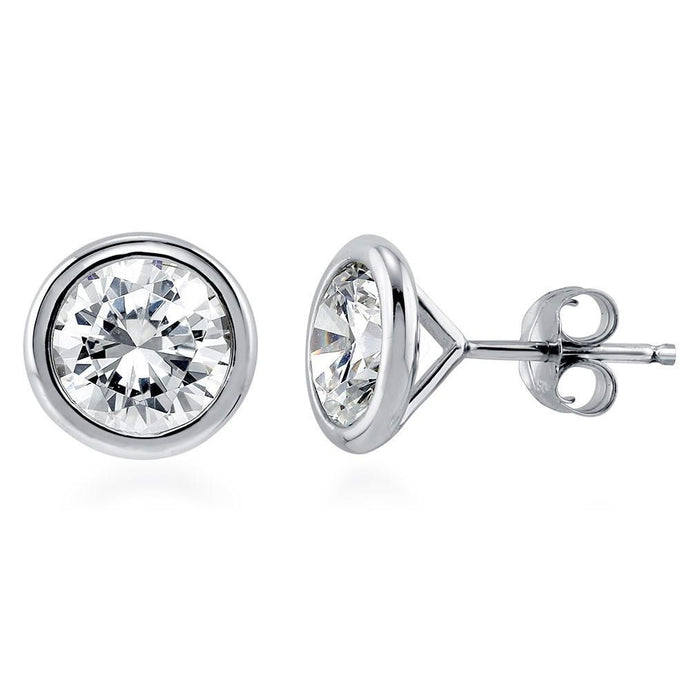 1,3 ct bezel set ronde diamanten oorknopjes 14k wit goud - harrychadent.nl