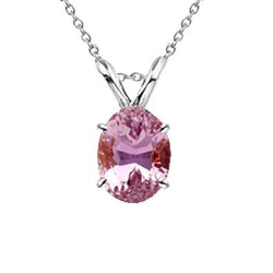 13 karaat solitaire roze kunziet edelsteen hanger wit goud 14k