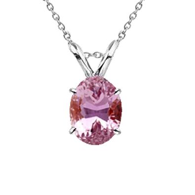 13 karaat solitaire roze kunziet edelsteen hanger wit goud 14k