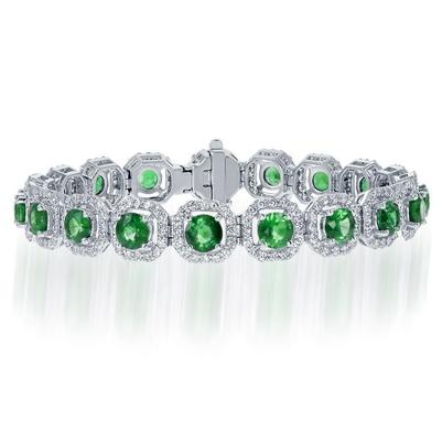 13 kt Ronde groene smaragd met Diamanten Armband - harrychadent.nl