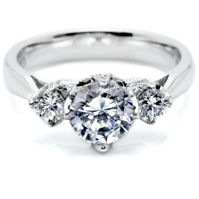 1,30 ct drie stenen ronde diamanten trouwring 14K witgoud - harrychadent.nl