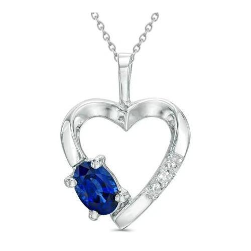 1,30 ct hartvorm Sri Lanka saffier Diamanten hanger ketting - harrychadent.nl