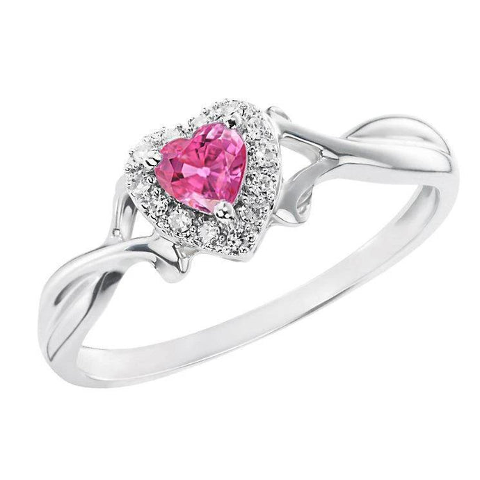 1,30 ct roze saffier en diamanten trouwring 14K witgoud - harrychadent.nl