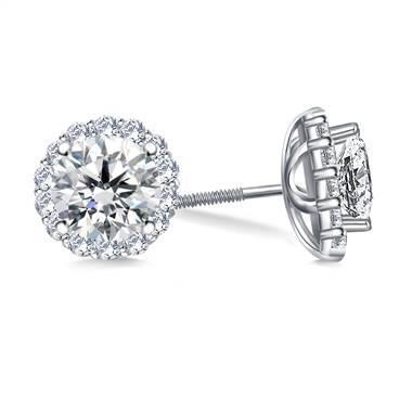 1,30 karaat ronde halo diamond stud earring witgouden sieraden nieuw