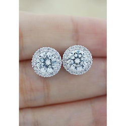 1,34 ct ronde Halo Diamond Stud Earring Lady Jewelry