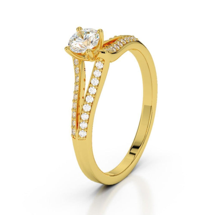 1,35 ct rond geslepen diamanten trouwring 14K geel goud - harrychadent.nl