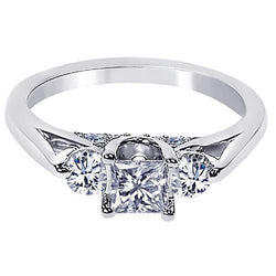 1,35 karaat diamanten 3 stenen stijl verlovingsring wit goud 14K