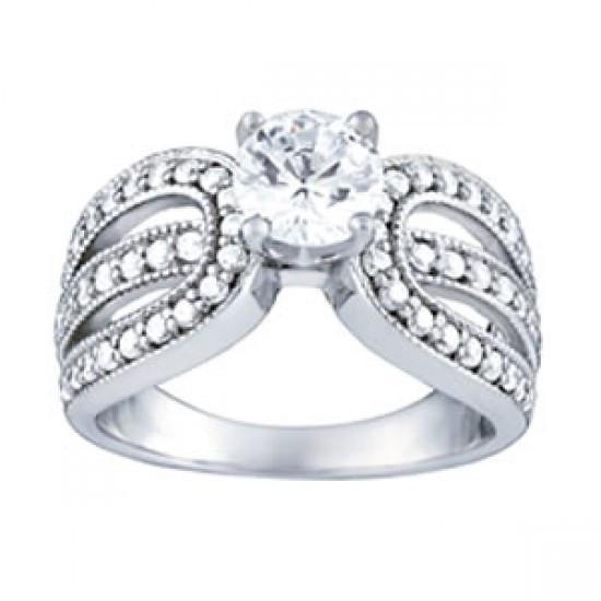 1,35 karaat ronde diamanten vintage stijl verlovingsring wit goud - harrychadent.nl