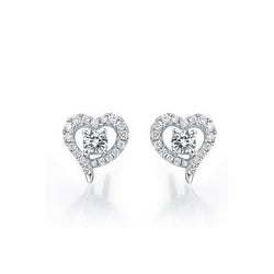 1,36 karaat diamanten hartvorm Halo Stud Earring 14K witgoud