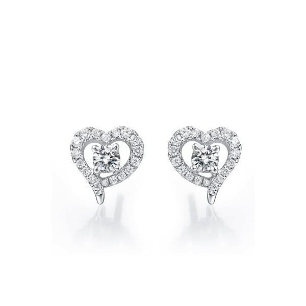 1,36 karaat diamanten hartvorm Halo Stud Earring 14K witgoud - harrychadent.nl