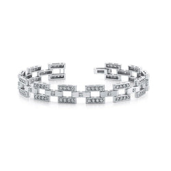 13 Karaat Rond Geslepen uit de aarde gewonnen Diamanten Dambord Armband Witgoud 14K