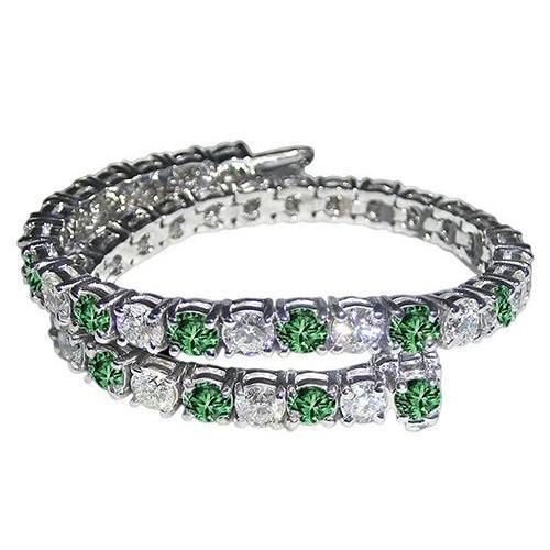 14 krt, Wit Groene Diamanten TennisArmband Wit Goud - harrychadent.nl