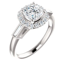 Afbeelding in Gallery-weergave laden, 1,40 karaat Halo Diamond Engagement Band Ring 3 steen wit goud 14K - harrychadent.nl
