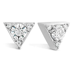 1,40 karaat diamanten oorknopjes 14K witgouden driehoekige stijl