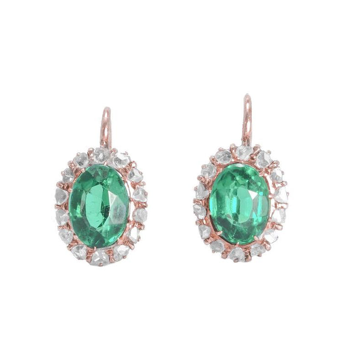 14,28 karaat ovale groene toermalijn diamanten oorbel 14K Rose Gold - harrychadent.nl