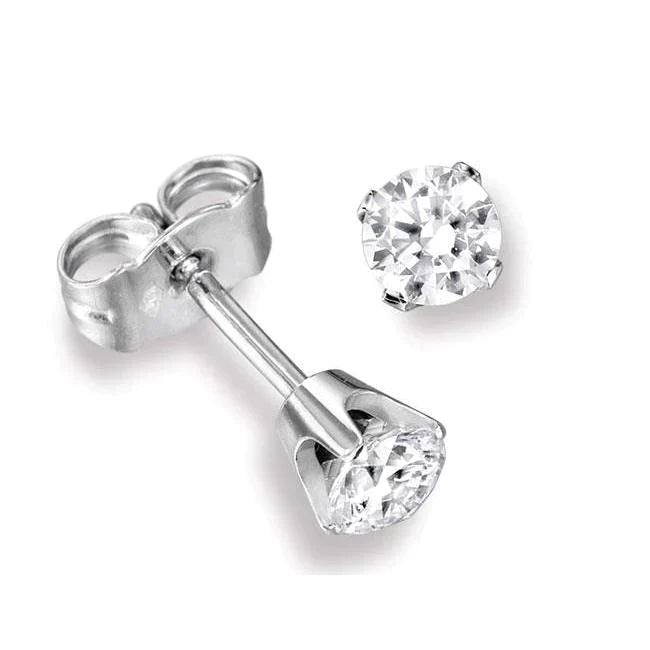 1,45 Ct ronde Solitaire diamanten oorbellen met kroonzetting, 14K goud