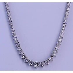 14.65 Karaat Ronde Natuurlijke Diamanten Dames Riviera Ketting Witgoud 14K