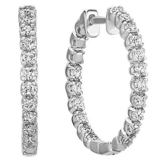14K White Gold Prong Set 3.90 karaats diamanten vrouwen hoepel oorbellen - harrychadent.nl