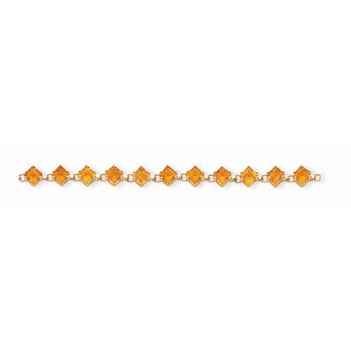 14K geel gouden diamanten fancy citrien 14 karaat armband - harrychadent.nl