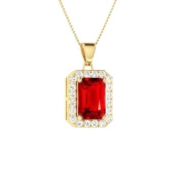 14K geelgouden smaragd geslepen robijn met diamanten hanger 4.25 karaat - harrychadent.nl