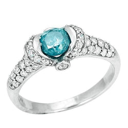 14K wit goud 1.25 ct blauwe diamanten fancy edelsteen ring sieraden nieuw