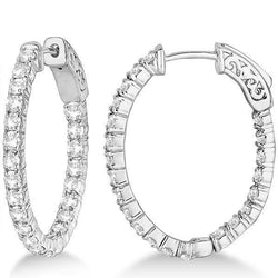 14K witgoud 4.40 ct ronde briljant geslepen diamanten hoepel oorbellen Nieuw