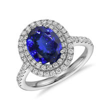 Afbeelding in Gallery-weergave laden, 14k witgoud 7,25 karaat tanzaniet met diamanten ring
