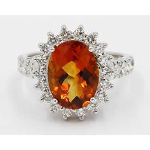 14k witgouden madeira citrien en diamanten ring 22,50 karaat sieraden