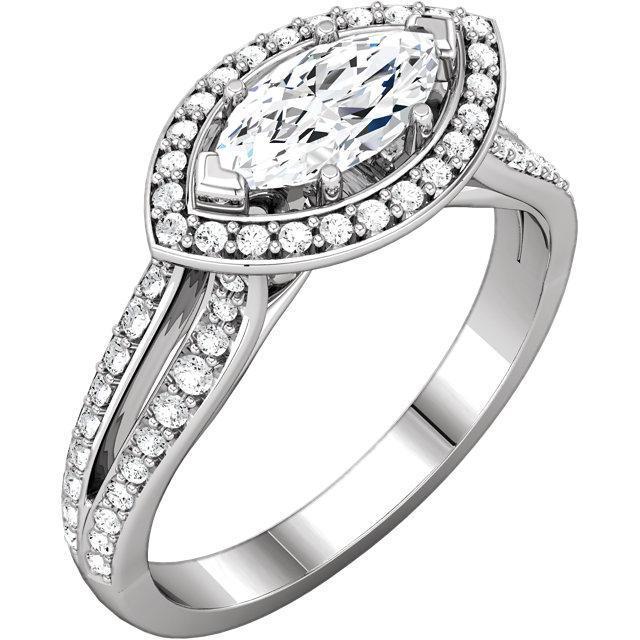 14K witgouden Marquise Halo-stijl verlovingsring 1,75 karaat - harrychadent.nl
