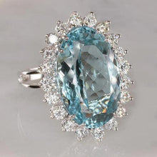 Afbeelding in Gallery-weergave laden, 14k witgouden aquamarijn met diamanten 9 kt verlovingsring
