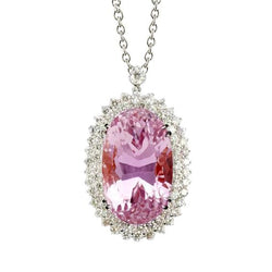 14K witgouden edelsteen sieraden roze Kunzite vrouwen hanger 36,50 Ct