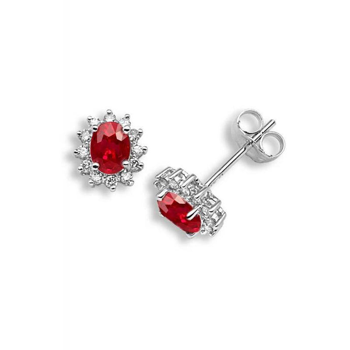 14k witgouden robijn en diamanten 4.80 ct. lady studs oorbellen nieuw