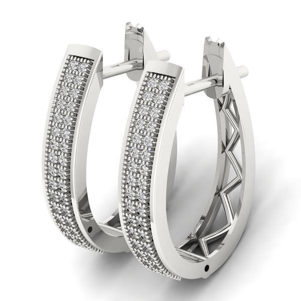 14K Witgoud F Vvs1 3,40 ct Ronde Geslepen Echt Diamanten Dames Hoepel Oorbellen