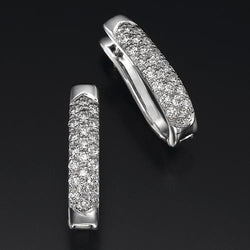 14K Witgoud Ronde Geslepen 3,50 Karaat Echt Diamanten Vrouwen Hoepel Oorbellen Nieuw