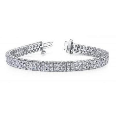 14 Krt. Sprankelende Prinses Briljant Geslepen Echt Diamanten Tennisarmband WG 14K