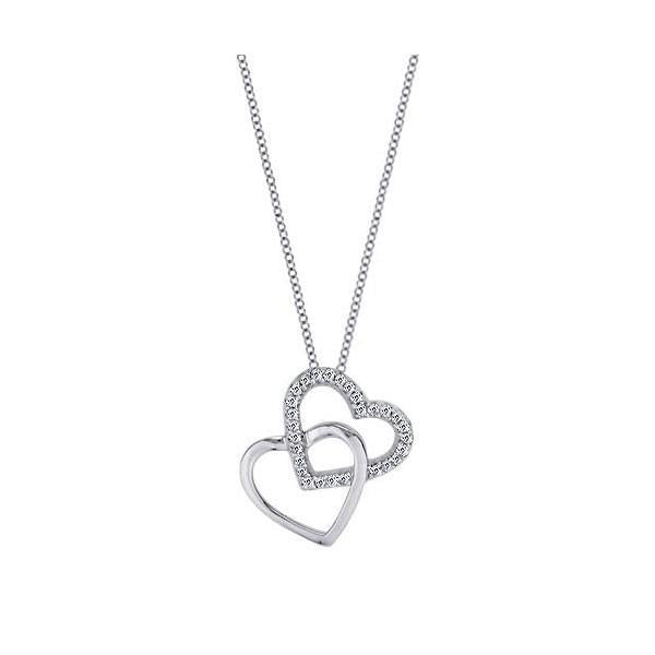 1,5 ct rond gesneden dubbele hartstijl hanger ketting - harrychadent.nl
