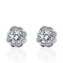 1,5 ct ronde diamanten oorbel 14k witgoud Nieuw