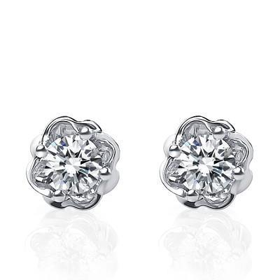 1,5 ct ronde diamanten oorbel 14k witgoud Nieuw - harrychadent.nl