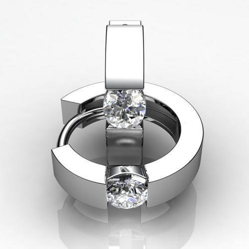 1,5 ct ronde geslepen diamanten solitaire diamanten hoepeloorring 14K witgoud - harrychadent.nl