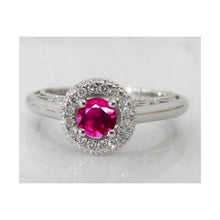 Afbeelding in Gallery-weergave laden, 1,5 ct ronde geslepen rode saffier diamanten ring wit goud - harrychadent.nl
