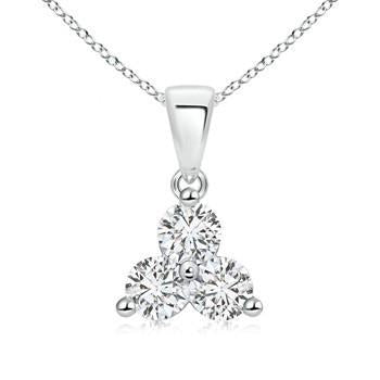 1,5 ct ronde hanger met drie stenen diamanten halsketting 14K witgoud - harrychadent.nl