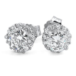 1,5 ct. Diamant Lady Studs Halo Earring Witgouden Sieraden