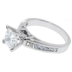 1,5 karaat prinses geslepen diamanten ring antiek look wit goud 14K