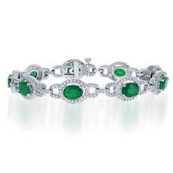 15 kt ovaal geslepen groene smaragd met Diamanten Armband