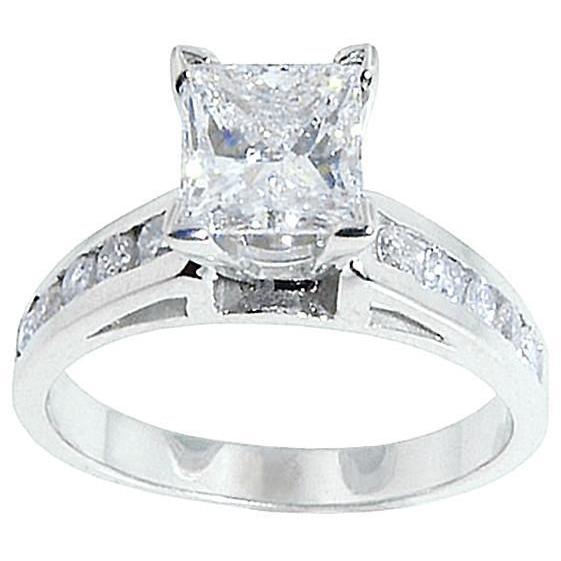 1,50 ct. Diamanten Ring Massief Wit Goud 14K Solitaire Met Accenten - harrychadent.nl